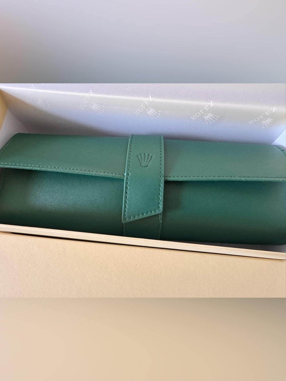 Rolex Green Leather Watch Roll Travel Case